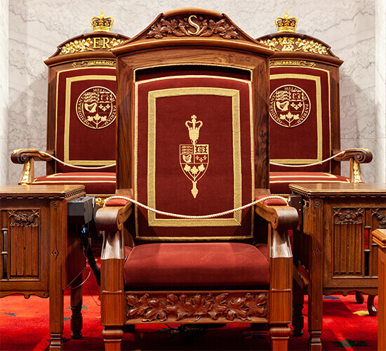 Thrones and the Speaker’s chair in the Senate chamber