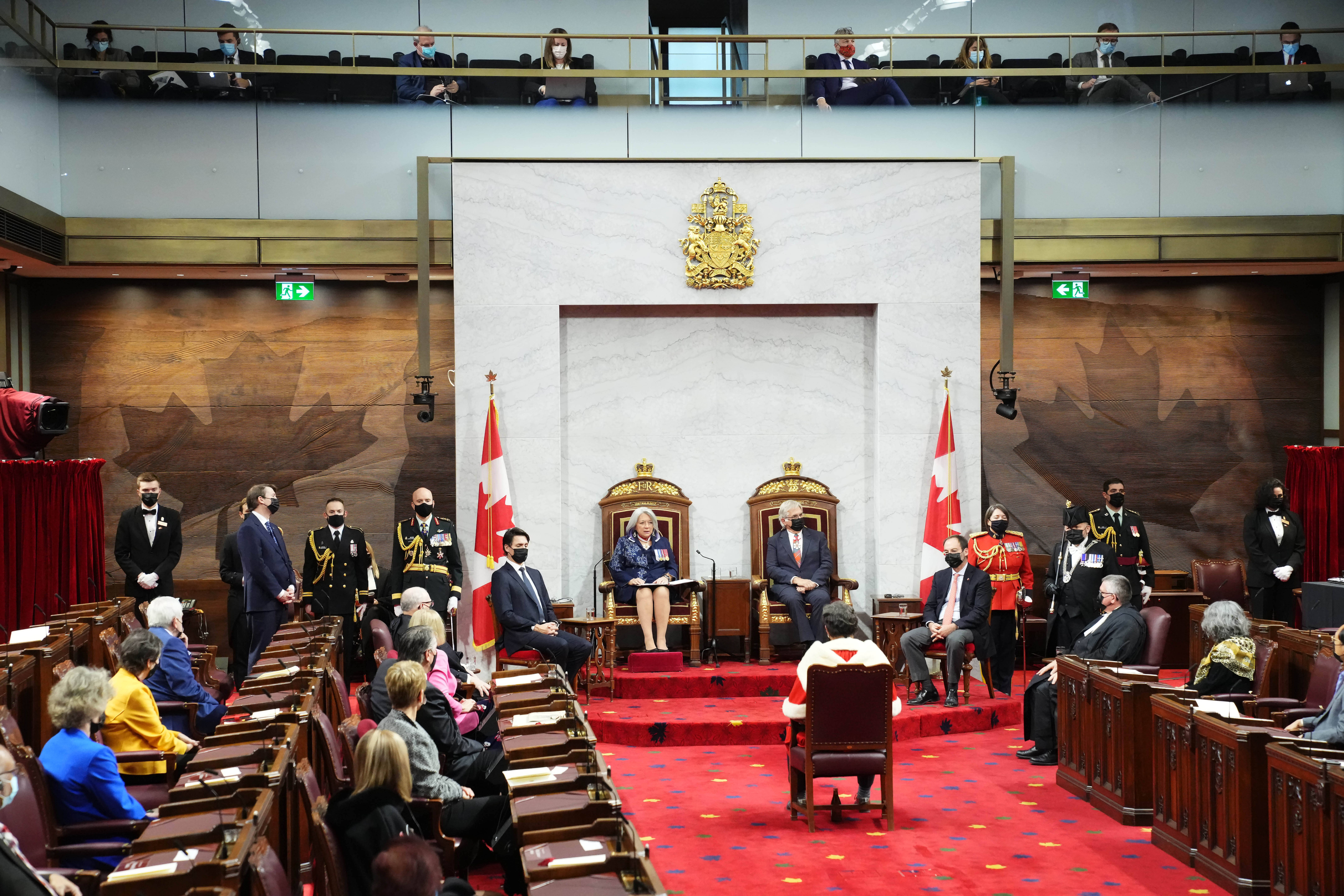 Representatives of the three branches of government gather in the Senate Chamber for the Speech from the Throne
